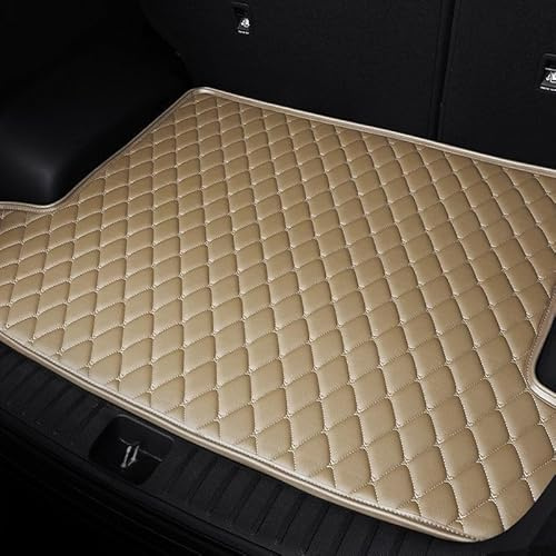 QBNCEG Car Leather Boot Mats für BMW E61, Antirutsch Auto Kofferraum Cargo Schutzmatte,Beige