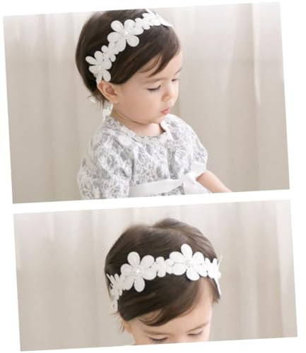 Babyhaarband für Mädchen 2 Stück Weiß aus Stoff mit Blume | Plum Blossom Form, Hübsches Kreatives Design, Passend für Geburtstage und Shower