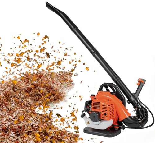 BJTDLLX Laubbläser Benzin 2-Takt Rückenlaubbläser Laubgebläse, 1250W Rückenbläser Leaf Gebläse, Gartenbläser Rucksack Laubbläser für Rasenreinigung, 7000 U/min