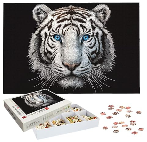 Puzzle 5000 Teile Erwachsene, Tiger Puzzle 5000 Teile, EIN Herausforderndes Rätsel, Tier Holzpuzzle Erwachsene mit Exquisiter Verpackungsbox, Puzzlespiele für Die Ganze Familie, Geschenke, -6984