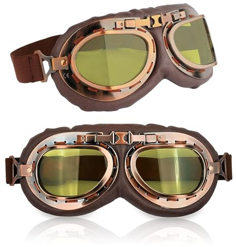 PANYI Vintage Sonnenbrille Motorradbrille Retro Motorradbrille Winddicht für Fahrrad Skibrillen Vintage Motorräder Brille für ATV Bike