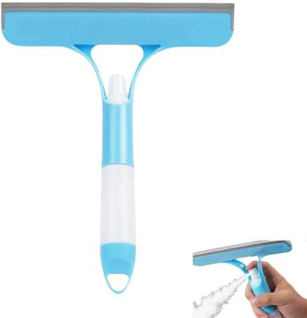 3 Window Cleaning Scraper Squeegee Reservoir Sponge Window Shower | bathroom tool, spray function built, dual head, streak finish, glass cleaner, ergonomic grip, bottle, included