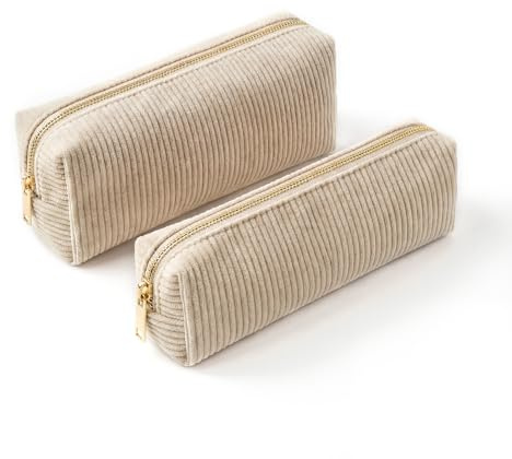 RJTCXJS 2 Stück Federmäppchen Aesthetic, Federmäppchen Cord Mäppchen | Federtasche Pencil Case Schulmäppchen, Portable Große Kapazität Federmäpchen Schlampermäppchen für Teenager Schule Büro