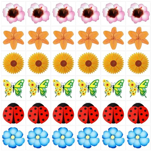 Bighan 36PCS Window Fly Traps, Flies & Bug Window Fly Trap, Fly Trap Killer Stickers, Floral Pattern Design Sticky Fly Catcher for Indoor Houseflies Fly Gnat