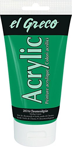 Kreul 28516 - El Greco Acrylic, Tube de 150 ML en Vert oxyde de Chrome, Peinture Acrylique Brillante hautement pigmentée, Peut être Peinte avec du Beurre, pour Une Peinture pâteuse