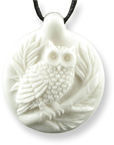 Island Piercings Handgefertigter Amulett Anhänger Eule aus Knochen inkl. Band PB239