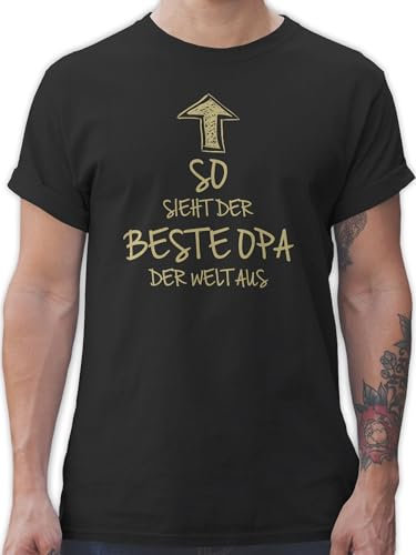 T-Shirt Herren - Geschenke - So Sieht der Beste Opa der Welt aus - L - Schwarz - Grandfather Tshirt batertag Bester opi Shirt großeltern Geschenk Fater Tag Best Grandpa Shirts sprüche opas ist