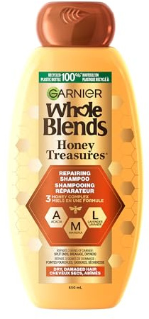 Garnier Whole Blends Repairing Shampoo Honey Treasures, For Damaged Hair, 22 Fl Oz (Pack of 1)