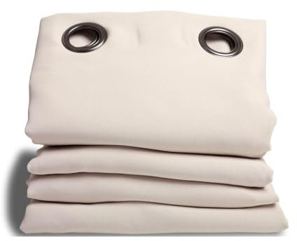 Moondream DecibelControl™ Rideau Anti-Bruit 3en1 | Isolation Phonique | Thermique Hiver+Été | 100% Occultant | Technologie Brevetée | Fabrication UE | Oeillets | Beige MC634 | 140L x 180H cm