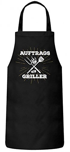 Shirtstreet Grillen Grill Party Frauen Herren Barbecue Baumwoll Grillschürze Kochschürze Auftragsgriller, Größe: OneSize,Schwarz