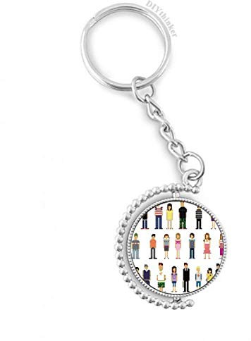 DIYthinker Spiel-Charaktere Paare Pixel Drehbare Schlüsselanhänger Ringe 1.2 Zoll x 3.5 Zoll Mehrfarbig