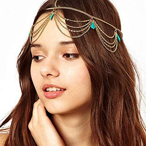 Jovono Schlichte Kopfkette, Stirnband, für Hochzeit, Haarschmuck für Frauen und Mädchen