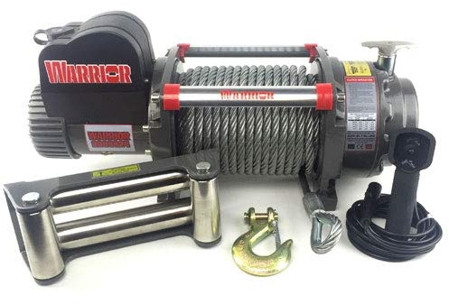 Warrior Winches Samurai Electric Winch 20000lb 24v - Extremely Tough Line Pull Capacity - High Power Series Wound Motor - Double Sealed, Full Steel Planetary Gearing & Fittings - Steel Rope