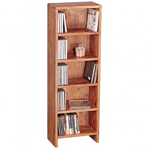 KADIMA Design CD Regal Massivholz Sheesham Standregal 90cm hoch Aufbewahrung 5 Fächer