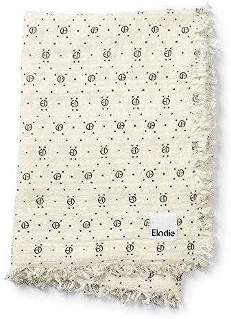 Elodie Details Weiche Pucktuch Babydecke aus 100% Oeko-Tex Baumwolle 75 x 100 cm - Monogram Print, Weiss