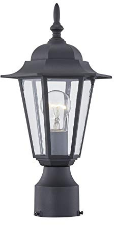 WISBEAM Outdoor Post Light, Pole Lantern, E26 Base 60W Max, Aluminum Housing Plus Glass, Wet Location Rated, ETL Qualified, Bulbs not Included, Black