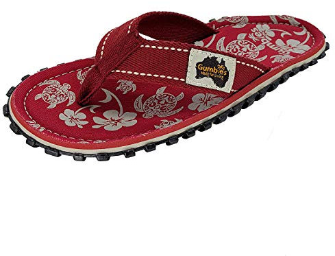 Gumbies Originals Rot - Flip Flops aus recycelten Materialien - profilierte Sohle aus wiederverwerteten Autoreifen, weiches Fußbett aus Canvas-Baumwolle, bequemer Zehensteg - Pacific Red, 41