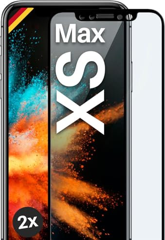 moex CurveProtect für iPhone XS Max Panzer Schutzglas, Full Screen Schutzfolie randlos, ganzer Bildschirm komplett abgedeckt, Panzerfolie Curved 3D Glas Folie, Schwarz 2 Stück
