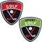 2 x Golf Sport Patch 55 x 60 mm gestickt/Golfball Golfschläger Golfsport Turnier/Aufnäher Aufbügler Abzeichen Flicken Patches für Kleidung Mode Tasche (Set Grün Rot)