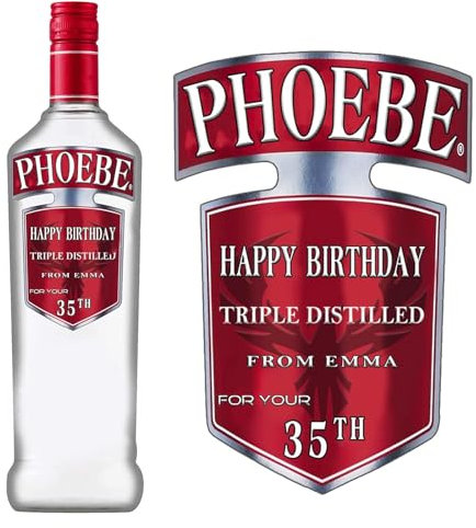 Personalised Sticker Label for Smirnoff Vodka Bottle Birthday Any Occasion 1L