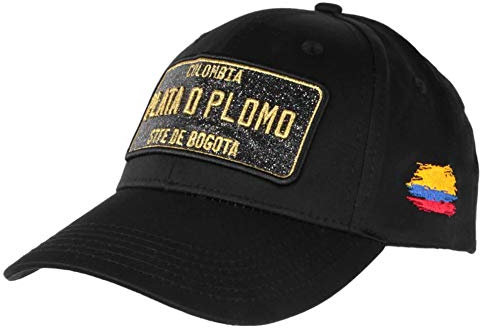 Plata o Plomo Colombia Baseball-Kappe, Schwarz und Gold, Strass, Unisex Gr. Einheitsgröße, Schwarz