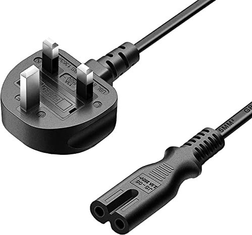 FSKE 2 m langes Netzkabel IEC C7 Netzkabel Universal UK-Stecker Stromkabel für PS5, PS4, PS3, Xbox One, S/X, LED, LCD, Smart-TV, Monitor, Pixma Drucker, Oberflächenmonitore, Laptop-Ladegerät usw