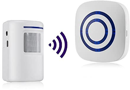 HommyFine Rilevatore di allarme con sensore di movimento wireless Allarme campanello wireless Kit di Allarme con 38 Melodie, Indicatori LED per Casa, Ufficio, appartments, fabbriche e alberghi