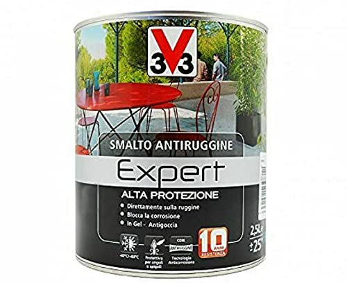 V33 EXPERT - SMALTO ANTIRUGGINE DIRETTO - ALTA PROTEZIONE SPECIALE FERRO - NERO BRILLANTE - 2,5 LT.