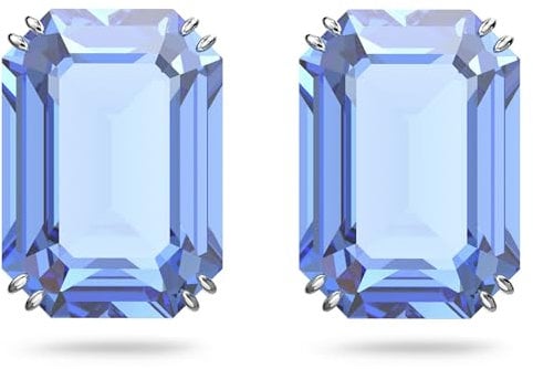 Swarovski Millenia Ohrstecker, Rhodinierte Ohrringe mit Strahlendem Blauem Swarovski Kristall
