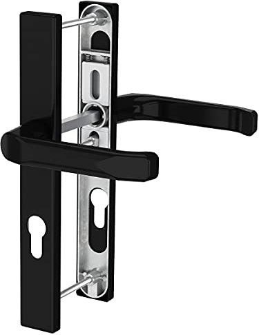Premium Drückergarnitur Saturn DHS 92mm - Rechteckig - Griff-Griff, Farbe:Schwarz RAL 9005, Schildbreite:52mm