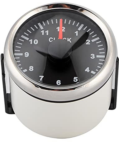 Auto Uhr Zifferblatt Uhr Meter Dash Stundenzähler Armaturenbrett Zeit Uhr 52mm Uhranzeige Automatische Uhr(Schwarz)