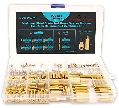 KUBOWAI 300 Stück Messing Abstandshalter M3 Sechskant Männlich-weiblich Schraubenmutter-Sortimentssatz Pillar Standoff Spacer für PCB Motherboard