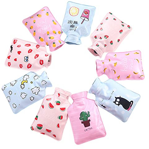 WäRmflasche, Pvc WäRmflasche Mit Bezug, Kleine Mini-WäRmflasche 0.2l, 9 StüCk Kinder WäRmflasche, 15.5cm *10.5cm Tragbar Wiederverwendbare HandwäRmer, Geschenk FüR Familie Oder Freundin