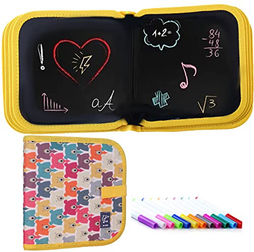 Lernen Sie Doodle Board für Kinder, schreiben Blackboard, Tragbares Skizzen-Doodle-Buch with 12 Colored Pencils, Erasabble Reusable Exercise Book for Painting, 14 Seiten