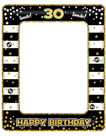 Andiker Aufblasbarer Bilderrahmen, Schwarzgold Happy Birthday Photo Booth Requisiten für Frauen Männer 30 Geburtstag Party Deko (Schwarzgold,30)