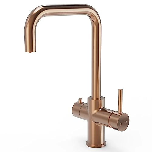 Excel Home - 3 in 1 Instant Boiling Water Tap, 2.4L Boiler Unit & Carbon Water Filter | Instant hot Hot Water Tap - Made of Anti Rust Stainless Steel - Kitchen Mixer Tap (Modern, Brushed Copper)