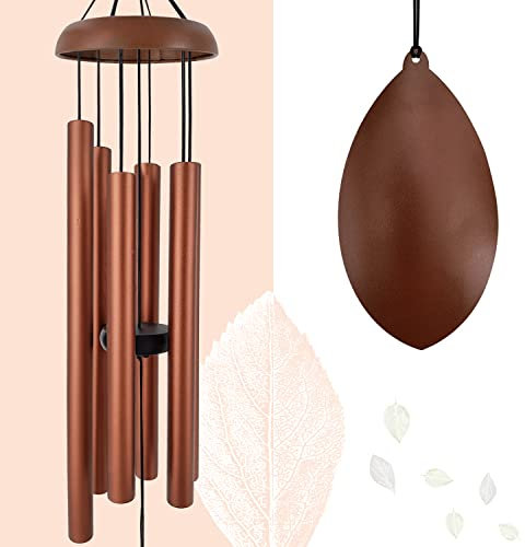 ASTARIN Klangspiel für den Außenbereich, tiefer Ton, 91,4 cm, Beileids-Windspiel, Gedenkspiel für Mama, Papa, rotes Kupfer
