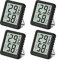 flintronic Termometro Ambiente Interno con Supporto, 4Pezzi Igrometro Digitale con Livello di Comfort, Mini Accurato Monitor Temperatura e Umidità, Termometro Ambiente Interno per Camera Ufficio,Nero