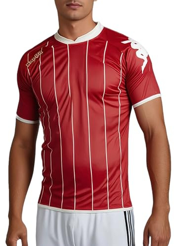 Kappa Herren Trikot Arezzo Sportshirt Kurzarm Fußball- und Trainingsshirt mit Längsstreifen, atmungsaktiv