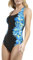 Calvin Klein Damen Classic Over The Shoulder One Piece Swimsuit Badeanzug, Lapislazuli, Blumenmuster, Mehrfarbig, 4