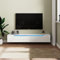 SUNXURY TV Schrank Weiss TV Lowboard Hängend mit LED-Leuchten, TV Schrank Hochglanz Weiß Griffloses Design 180 x 35 x 30 cm Holz Wohnzimmer