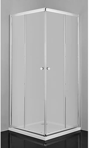 Cabine de Douche d'angle avec Deux Portes coulissantes 90 x 90 x 190 cm, Verre de sécurité, Douche avec Pied, Siphon et Tablier Amovible, Douche d'angle