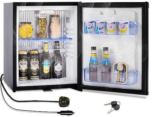 SMETA 12V/240V 30L 2-Way Quiet Camping Fridge with Lock for Campervan, Caravan, Truck, Van, Motorhome | Reversible Door | Black