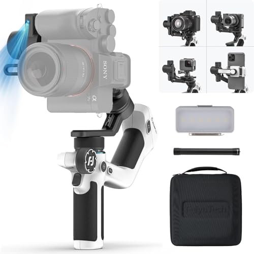 FeiyuTech Offizielles SCORP Mini 2 Kit Gimbal, 3-Achsen-Kamerastabilisator mit AI-Tracker-Fülllicht, 3,3 cm Touch-Sreen, für spiegellose Action-Kamera, Smartphone, mit Tragetasche,