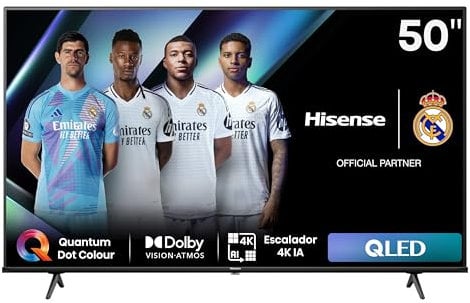 Hisense 50E7NQ - QLED Smart TV, 50 Pulgadas Televisor, Quantum Dot Colour, Dolby Vision, Dolby Atmos, Modo Juego Plus, 60Hz VRR 120 fps, Bluetooth&HDMI,Control por Voz televisor, VIDAA (Nuevo 2024)