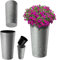 KADAX Pflanzkübel mit Innentopf Grau Ø 14 cm, Höhe 26.1 cm – Moderner Pflanztopf mit Einsatz, Blumentopf aus robuster Kunststoff für Innen- und Außenbereich, ideal für Wohnzimmer, Balkon, Büro