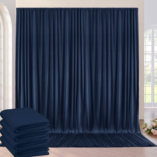 6m×3m sans Rides Rideaux sur Fond Bleu Marine pour la Fête de Mariage 4 Panneaux de Polyester Marine de 1,5 m × 3m Fond théâtre décor Anniversaire Baby Party Nuptiale Douche Photographie