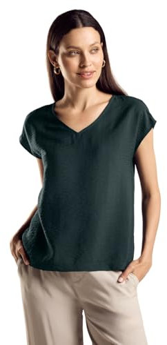 STREET ONE Damen A344891 Top mit V-Ausschnitt, Hunter Green, 34