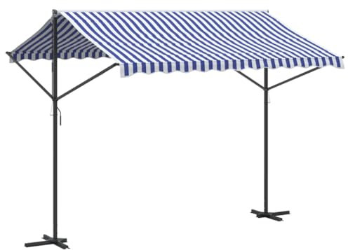 vidaXL Auvent autoportant Bleu et Blanc 300x300 cm Tissu et Acier, Store, auvent rétractable, auvent de Patio rétractable, auvent de Patio