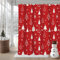 AIBIIN Rideau de douche rouge avec sapin de Noël, flocons de neige, rideaux de bain pour salle de bain en polyester durable avec 12 crochets, 180 x 180 cm